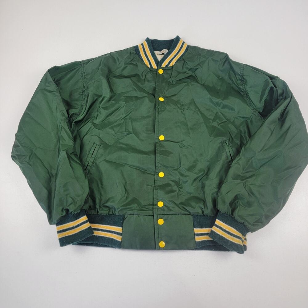 Vintage 90s West Wind Varsity Bomber Satin Jacket Mens L Greenbay Packer‎ Colors